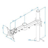 Stream Range Dual Beam Extension Arm for Single Screen &ndash; White
