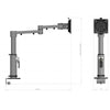 Dual Beam Arm with Manual Height Adjustment - White