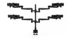 Quad Screen with Lateral Extension and Desk Clamp - Black