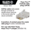 Klein Tools VDV826-704 Pass Thru Modular Data Plugs CAT6A UTP 50 Pk