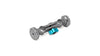 Aluminium dual rod clamp for attaching rosette-mount hand grips to a shoulder rig