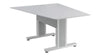 Forum&trade; 59" Angle Table for 3 to 5 People 30" Seated Height Designer White Table Top with Light Table Base